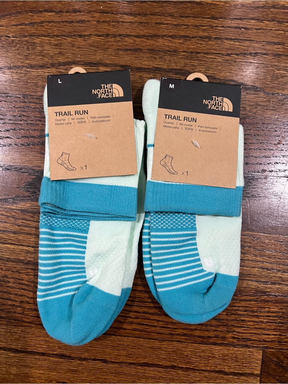 The North Face Men’s/Unisex Trail Run Quarter Socks - Mint & Teal